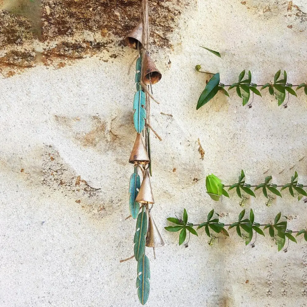 

Dropshipping!! Wind Chime Crisp Sound Metal Cow Horn Feather Wind Chime Pendant Home Decor