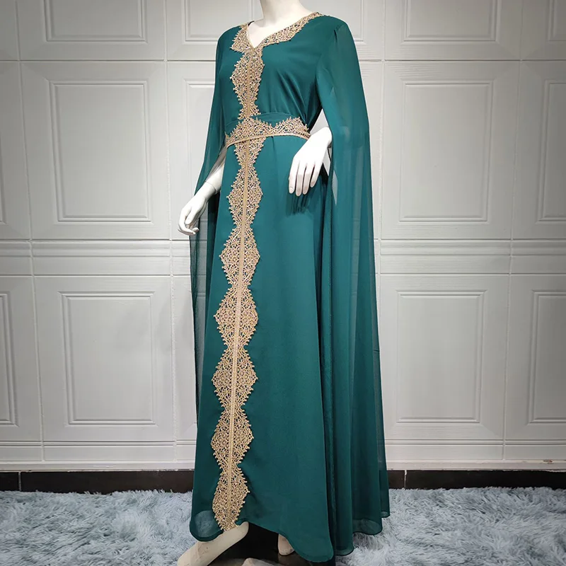 Fashion Embroidered Long Dress Arab Muslim Women Long Dress French British Stage Show Evening Dress Islamic Noble Long Dress