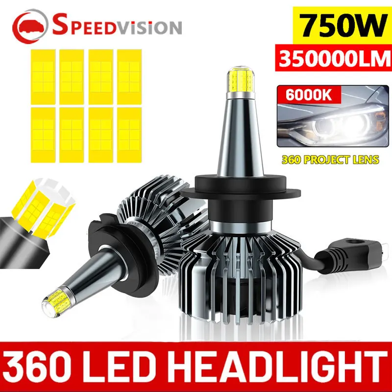3D 360 H7 Led Canbus Авто Автомобильные фары Лампы 350000 LM H11 H4 H1 HB3 9005 HB4 9006 9012