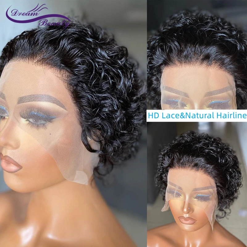 Парик фея из человеческих волос Короткие вьющиеся человеческие волосы парики