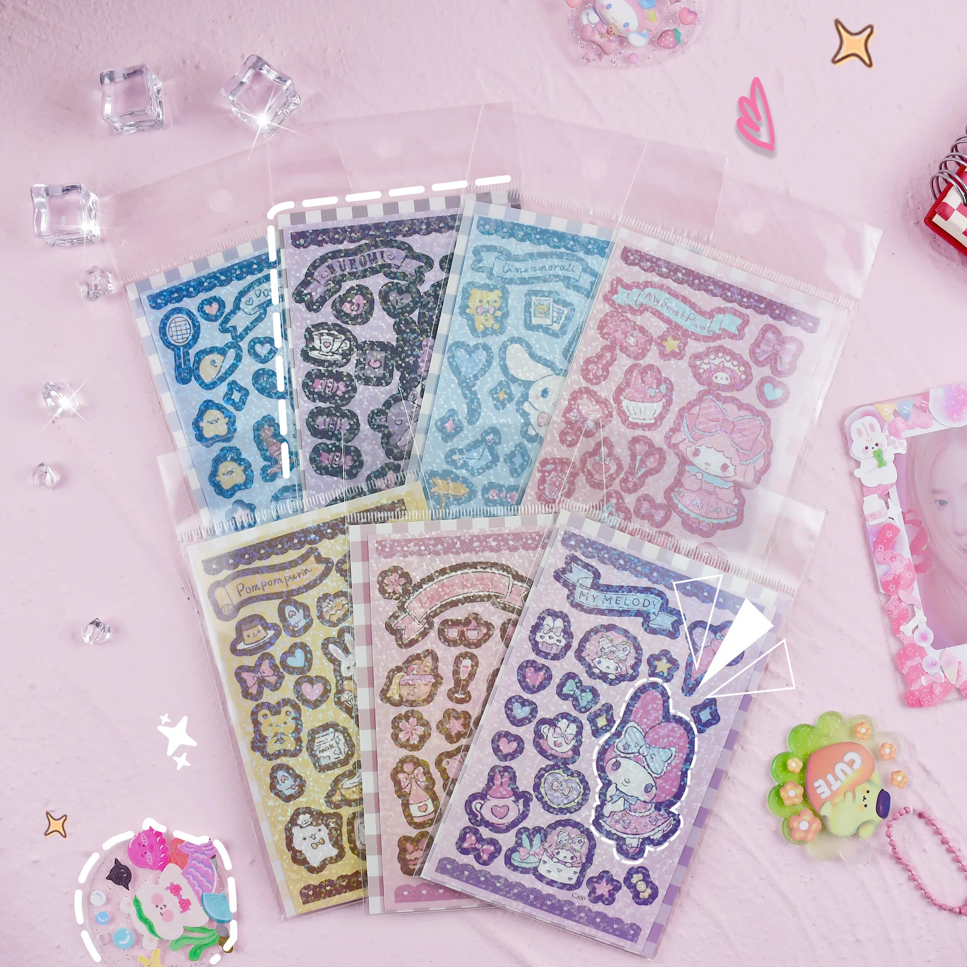 

New Kawaii Sanrio Anime Stickers DIY Travel Pack Car Laptop Ipad Book Cute Hello Kitty Kuromi Cinnamoroll Kid's Toy Gift Sticker