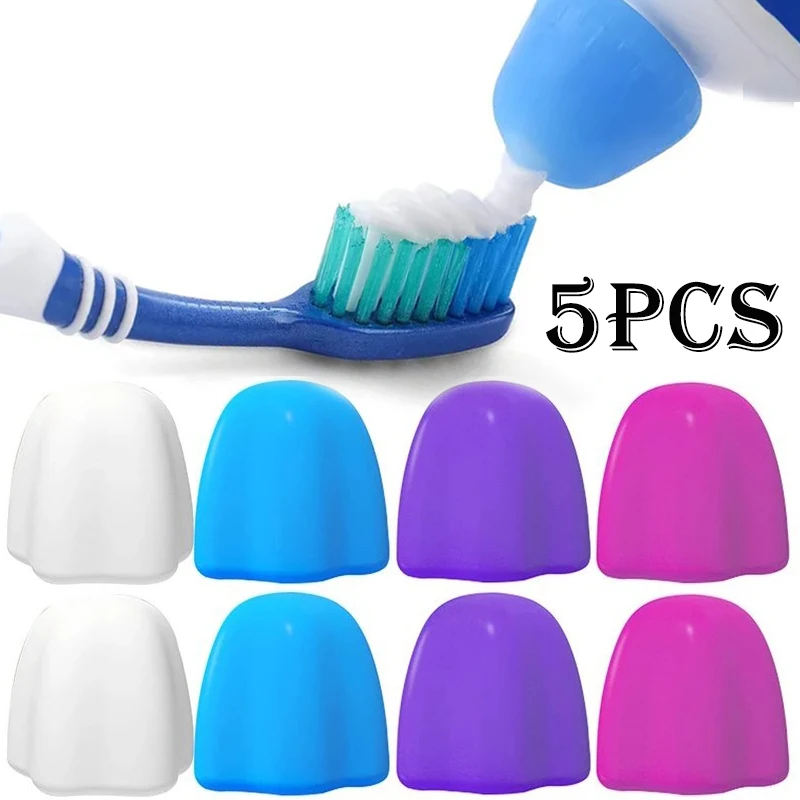 

5 PCS Toothpaste Pump Dispenser-Self Closing Silicone Toothpaste Cap for Bathroom Toothpaste Saver Home Bathroom Supplies