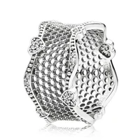 authentic 925 sterling silver sparkling lace of love with crystal ring for women wedding party europe pandora jewelry