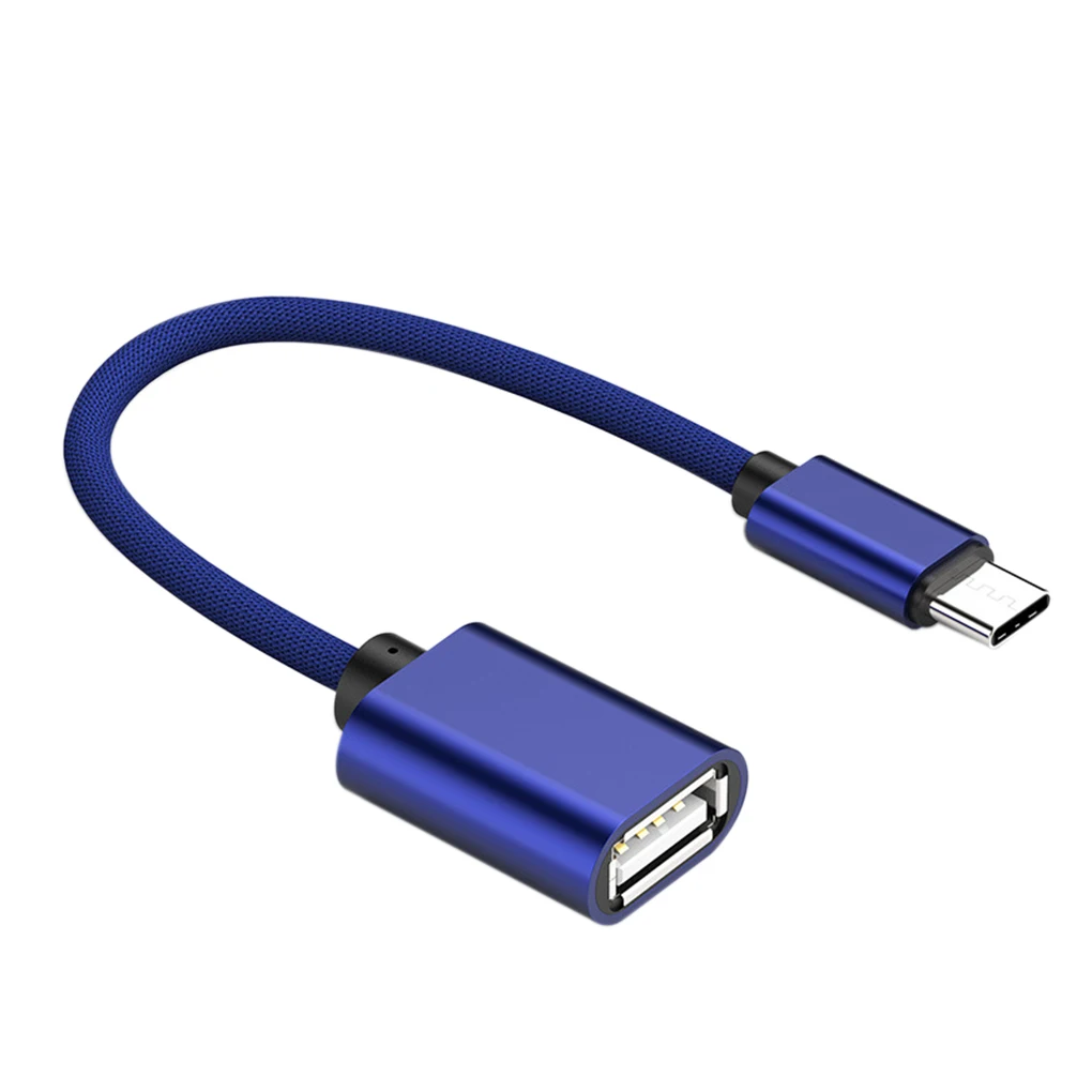 

Кабель-адаптер USB 3,1 OTG со штекером Type-C на гнездо USB из алюминиевого сплава для смартфонов нейлоновый плетеный шнур