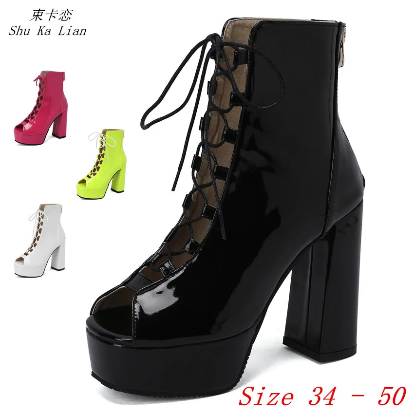

Super High Heel Shoes 12 CM Women Platform Pumps Gladiator Sandals Woman High Heels Party Wedding Shoes Plus Size 34 - 50