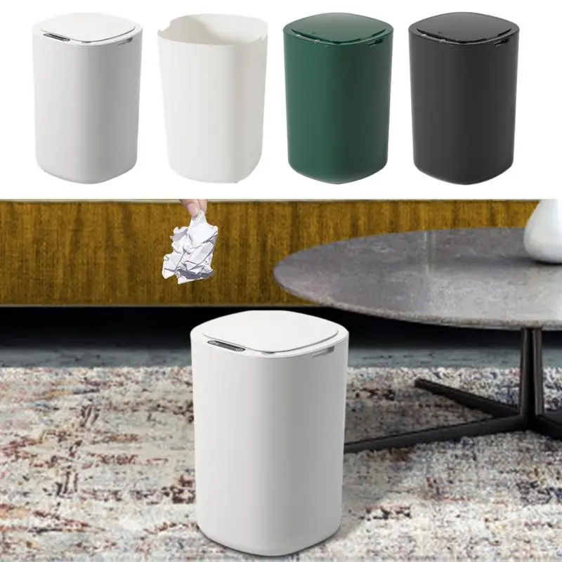

Automatic Trash Can Smart Sensor Garbage Bin Kitchen Bathroom Toilet Home Table Plastic Trash Can Office Supplies Dustbins