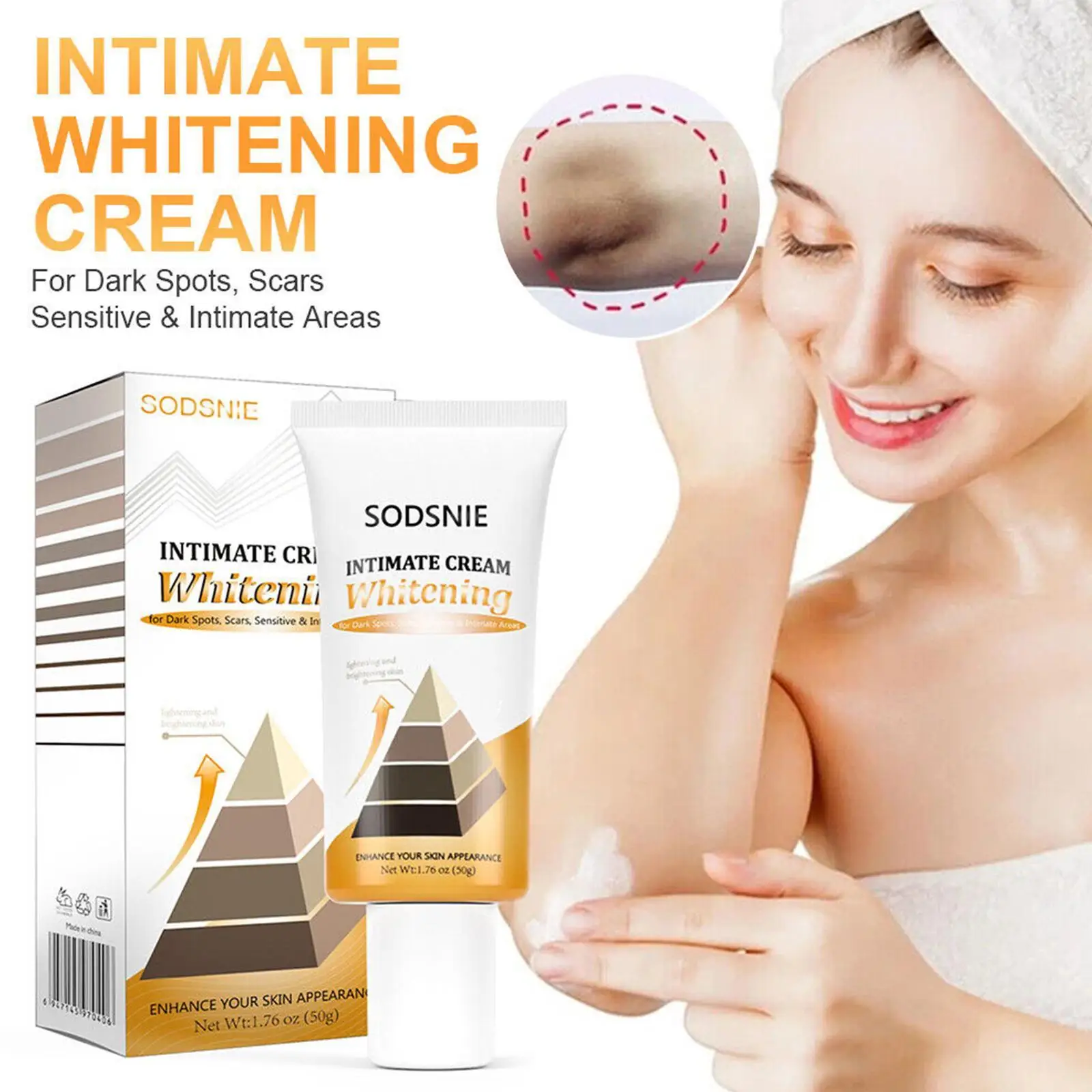 

50g Intimate Whitening Cream Hydrating Remove Pigmentation Dark Spots Brighten Underarm Knee Intimate Area Niacinamide Body Care