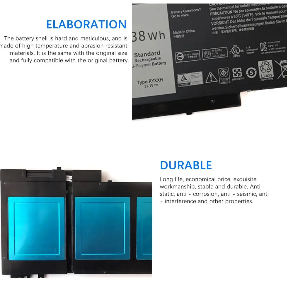 Новый аккумулятор RYXXH 3230 мАч для Latitude 12 5000 11 3150 3160 3550 E5250 E5450 E5550 серии 1 В 38 Втч