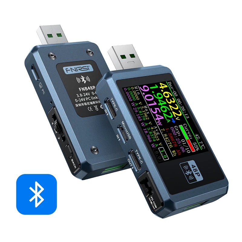 

USB-тестер зарядного устройства FNIRSI FNB48P, 1,77 дюйма, вольтметр, амперметр, Type-C