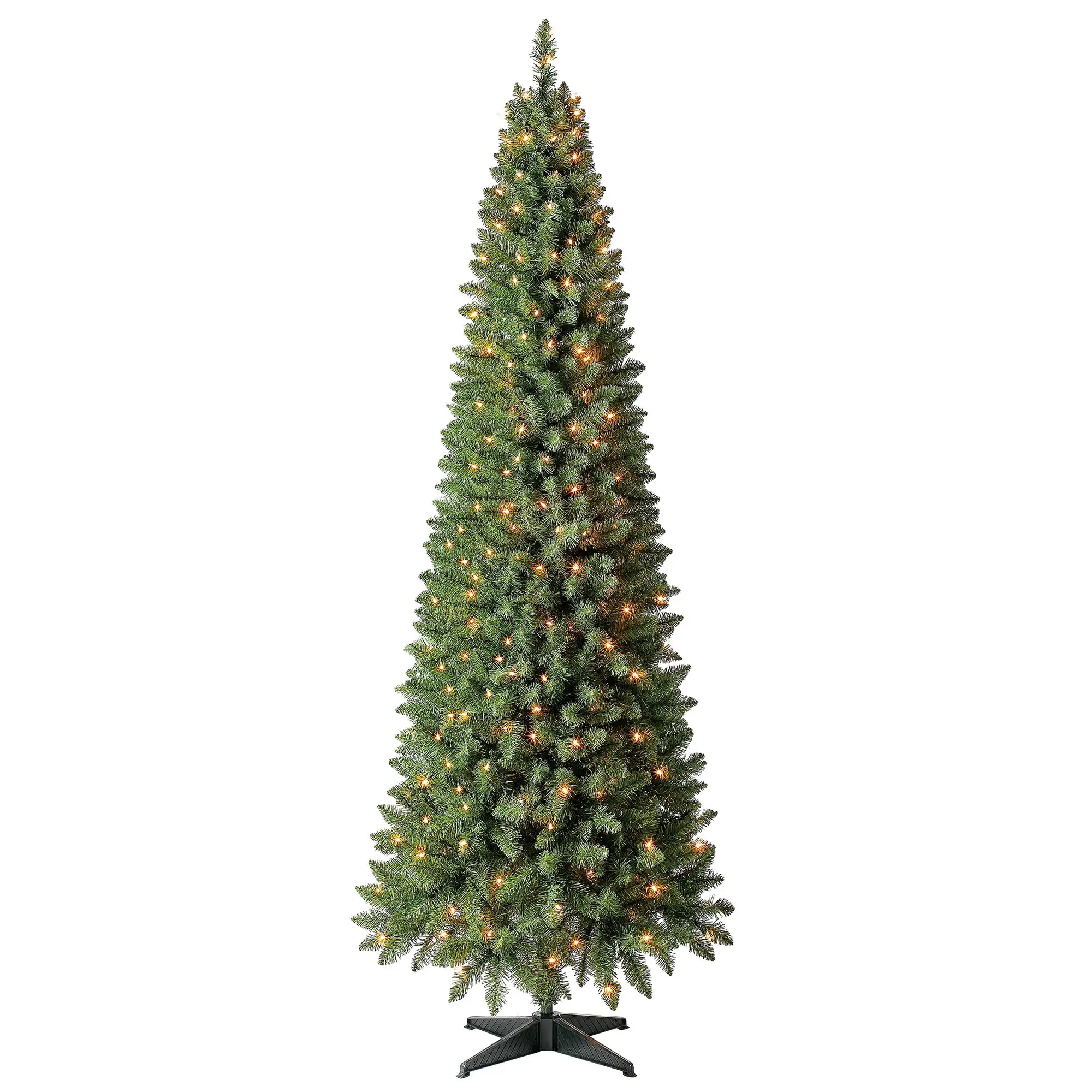 Holiday Time Prelit 250 Clear Incandescent Lights, Brinkley Pencil Pine Artificial Christmas Tree, 7'