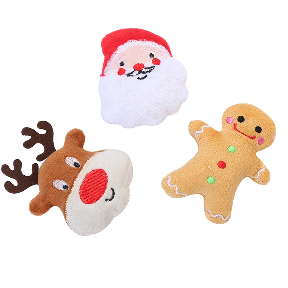 

3 Pcs Christmas Pet Toys Interactive Baby Molar Pets Plush Catnip Cotton Filling Grinding Chew