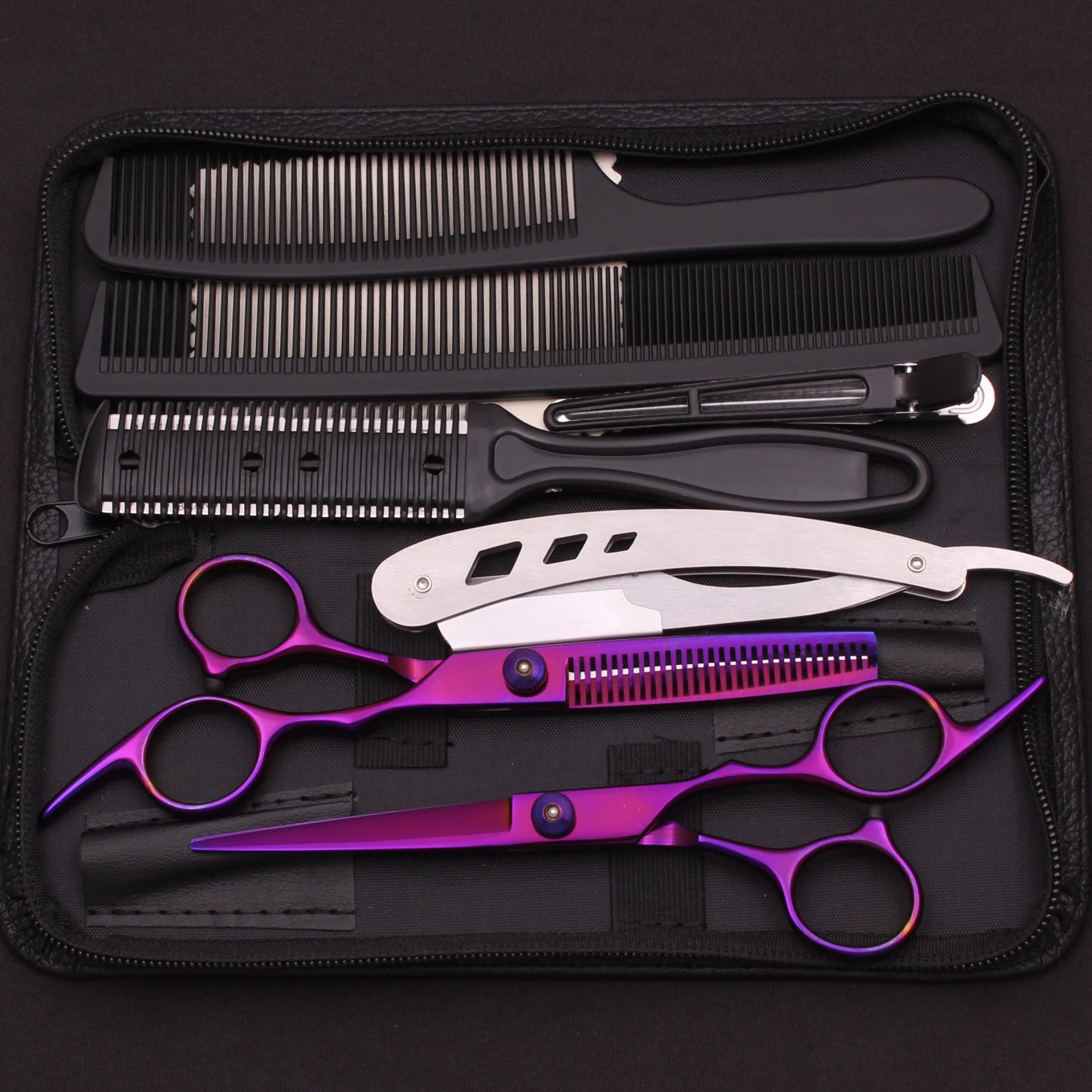 Ножницы для стрижки волос из нержавеющей стали фиолетовые 6 0 дюйма C1001