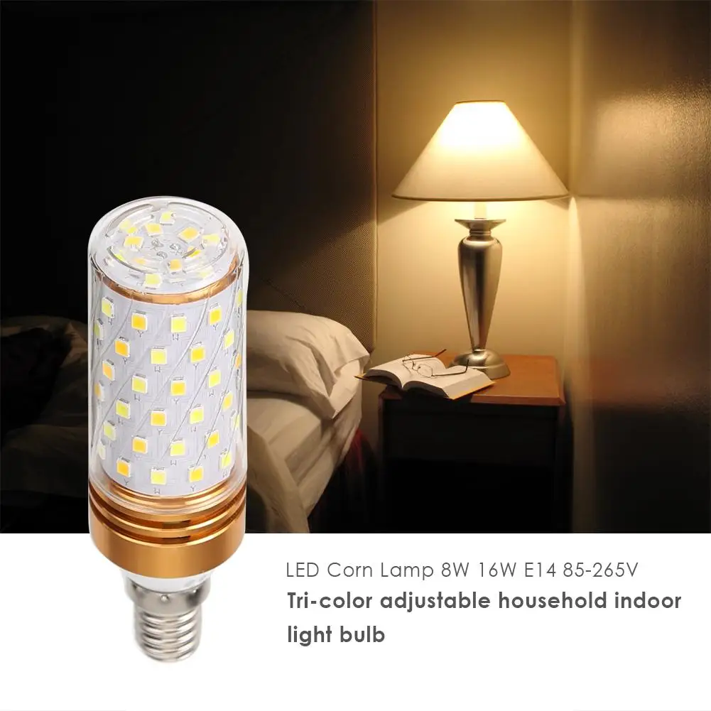 

Dimmable LED Corn Lamps 8/16W E14 85-265V Domestic Indoor Decorative Light Bulbs Tricolor Adjustable Aluminum LED Lamp