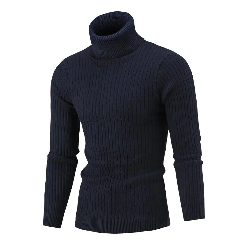Autumn And Winter Turtleneck Warm Fashion Solid Color sweater Men's Sweater Slim Pullover men's Knitted sweater Bottoming Shirt
