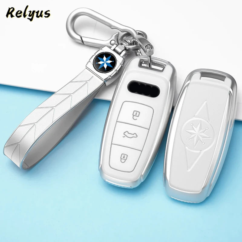 

Чехол для автомобильного ключа из ТПУ для Audi A6 A7 A8 E-tron Q5 Q8 C8 D5 3 кнопки чехол для ключа оболочка автомобильные аксессуары