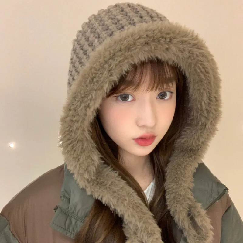 Зимние шапки для женщин вязаная шапка из искусственного меха плотная теплая с