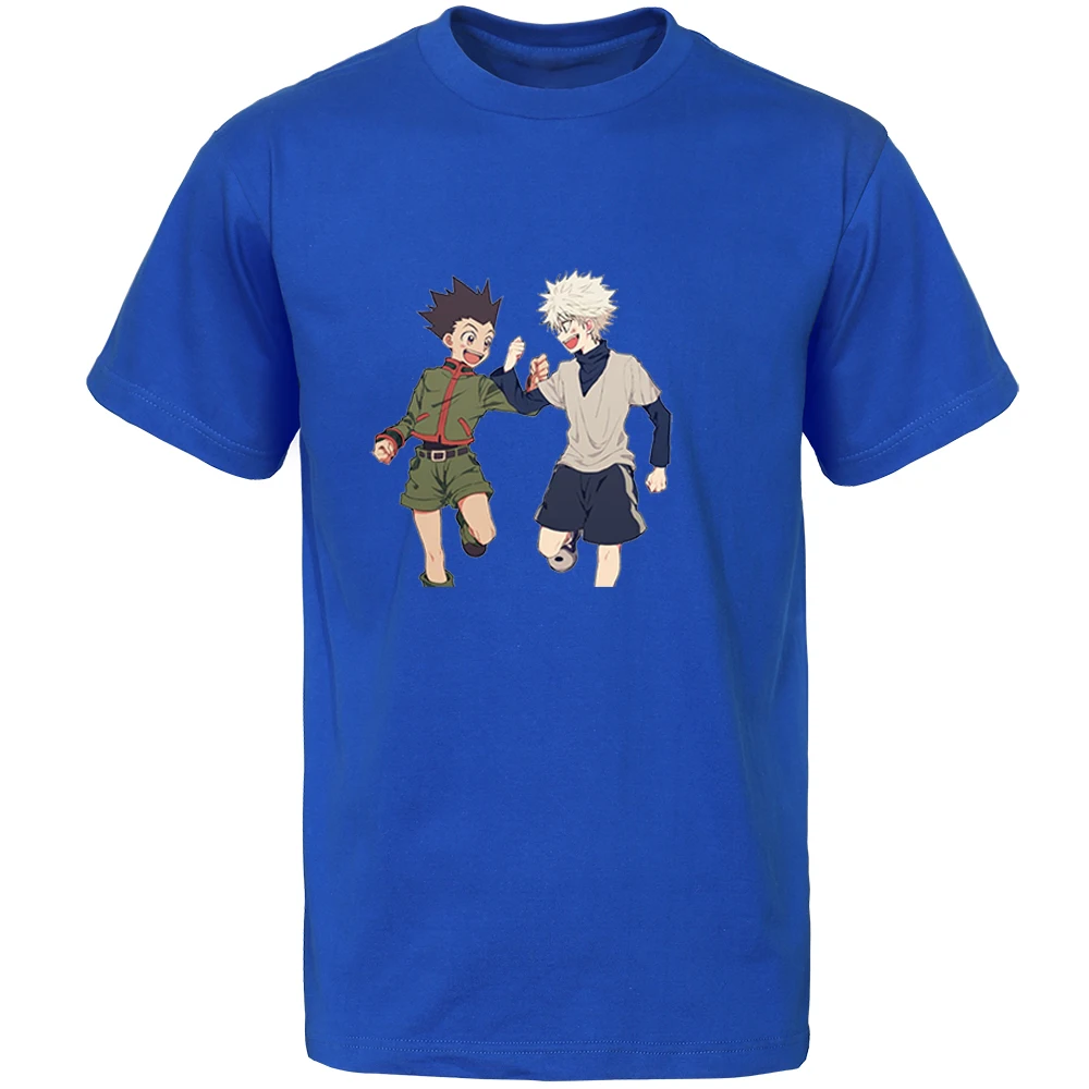 

Футболка Killua Zoldyck с японским мультяшным аниме, Мужская футболка с графическим рисунком, футболки, летние топы, хлопковая футболка с коротким...