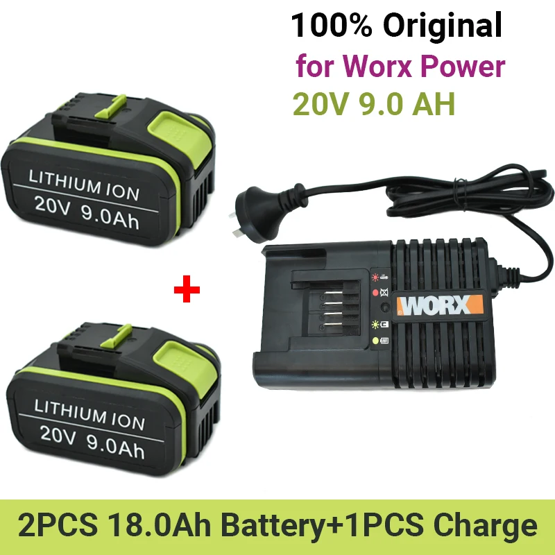

Литиевая аккумуляторная батарея 20 в 9000 мАч для электроинструментов Worx WA3551, WA3553, WX390, WX176, WX178, WX386, WX678 с зарядным устройством