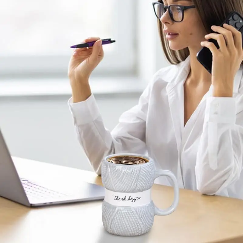 Кофейная кружка в форме пряжи новинка керамическая для вязания крючком питьевой