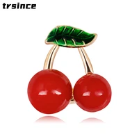 red enamel brooches for women kids cherry brooch corsage small bouquet hijab pins feminino party dress accessories