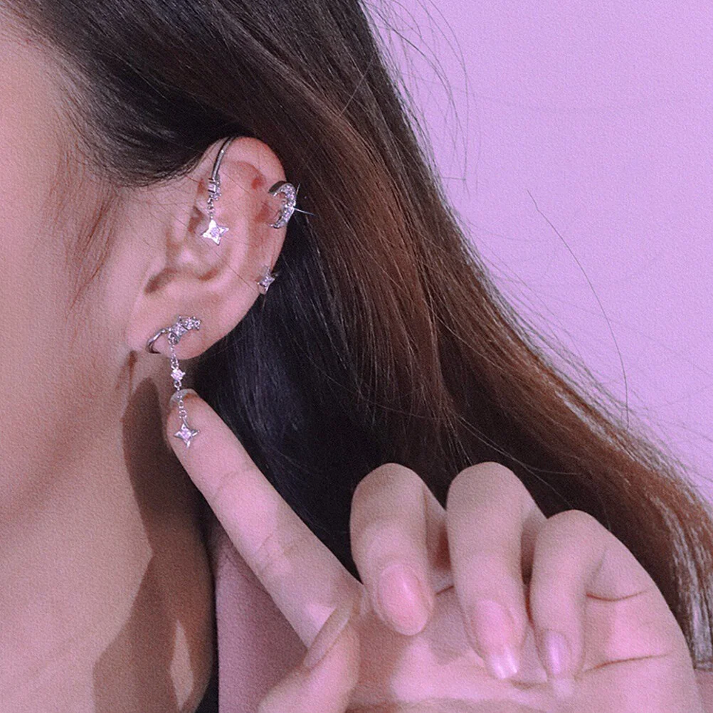 

1 Pair Decorative Non Earrings Star Moon Ear Clip Earrings Non Dangle Earrings