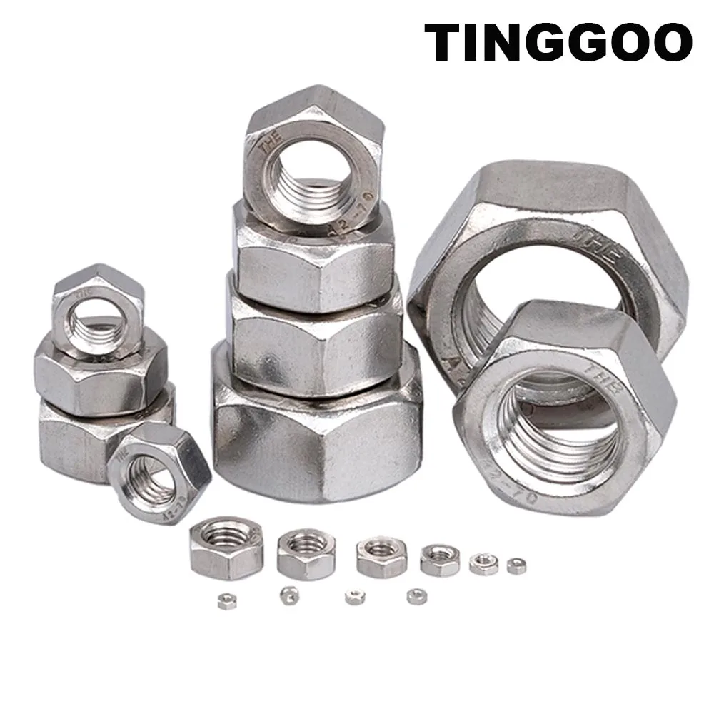 2/5/10/25/50/100Pcs M1 M1.2 M1.4 M1.6 M2 M2.5 M3 M3.5 M4 M5 M6 M8 M10 M12 M14 M16 304 A2 Stainless Steel Hex Hexagon Nut DIN934