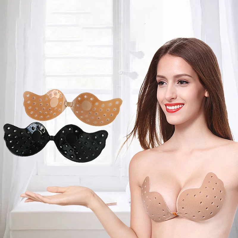 

Silicone Chest Stickers Lift Up Nude Bra Self Adhesive Bra Nude Invisible Cover Bra Pad Sexy Strapless Breast Petals