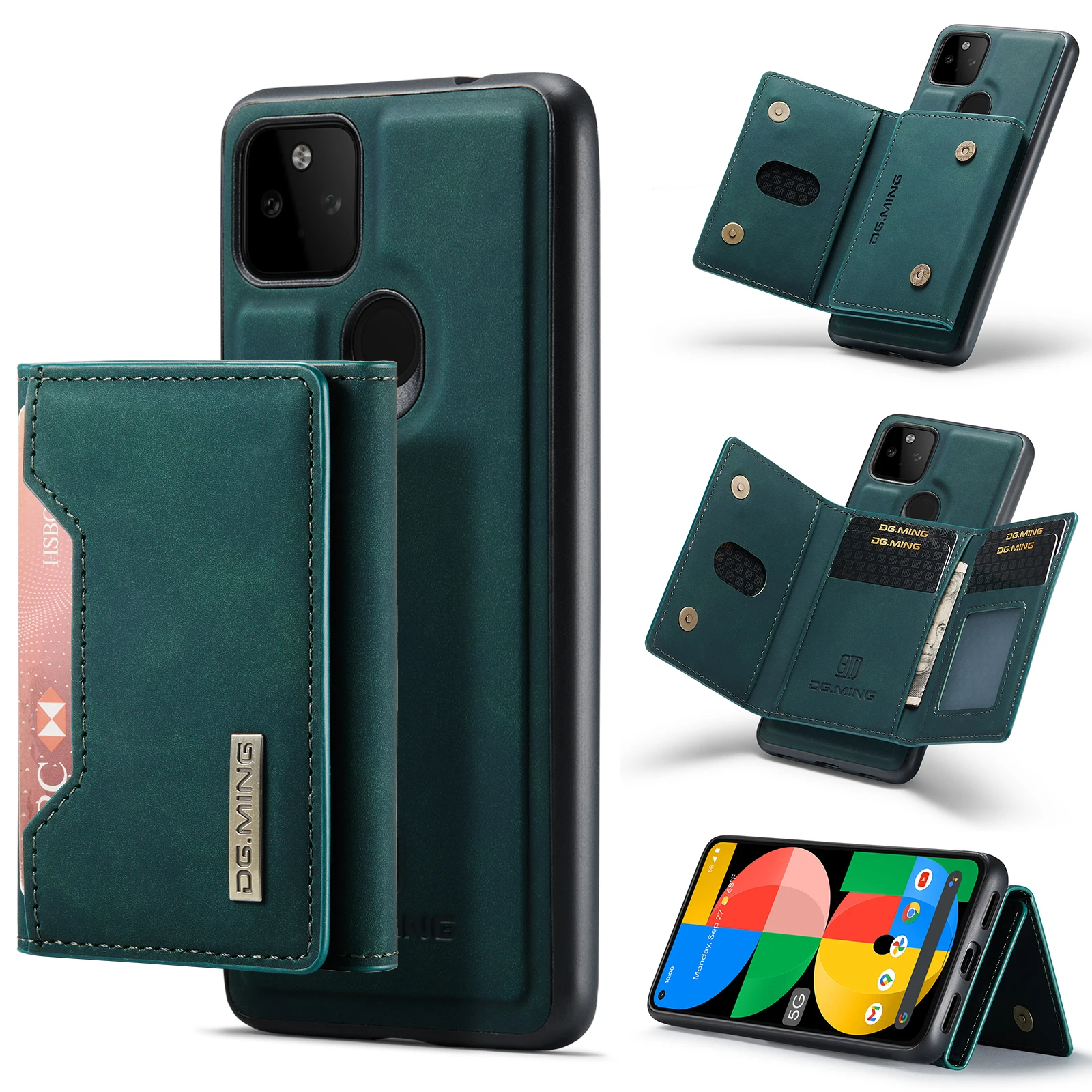 

DG.Ming For Google Pixel 6 Pro/Pixel 6/Pixel 5A 5G Luxury Wallet Case Detachable Leather Magnetic Sleeve Cover Mobile Phone Case