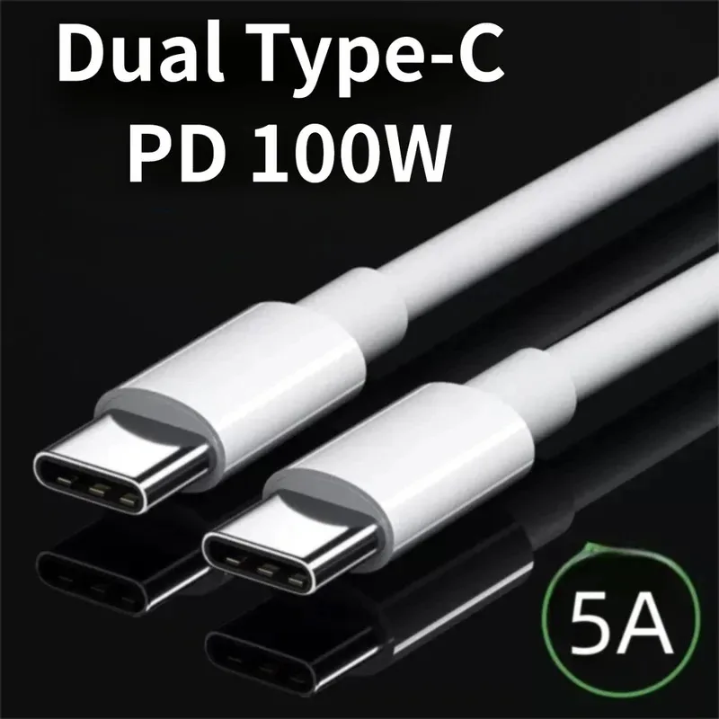 Фото Новый кабель PD Dual USB Type C к USB C 1/2 м, 100 Вт, 5 А, кабель для зарядного устройства, высокоскоростной кабель для быстрой зарядки данных для Macbook/Samsung №1