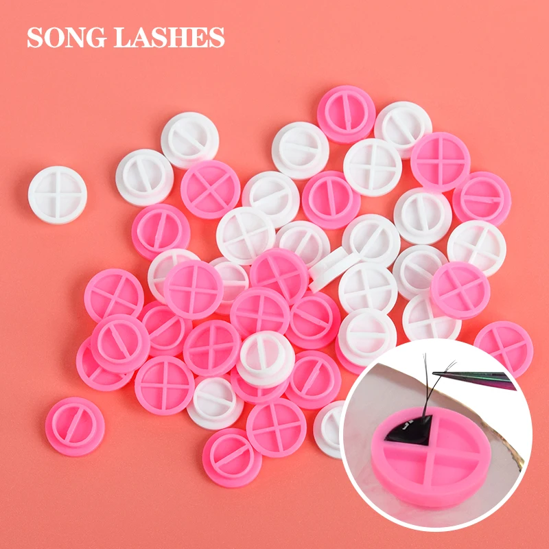 

Song Lash 100pcs/pack Pink Eyelash Glue Holder Grafting Eyelash Extension Plastic Cross Separated Glue Gasket Pallet Delay Cups