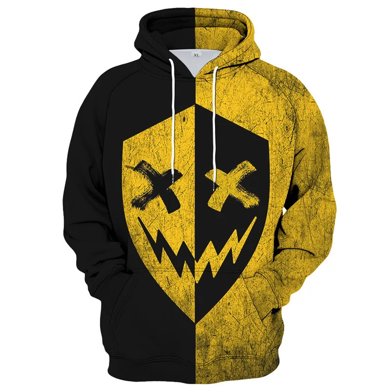 

Spring and Autumn Thin Men's Long Sleeve Hoodie Smiley Series 3D Casual Printed Sweatshirt