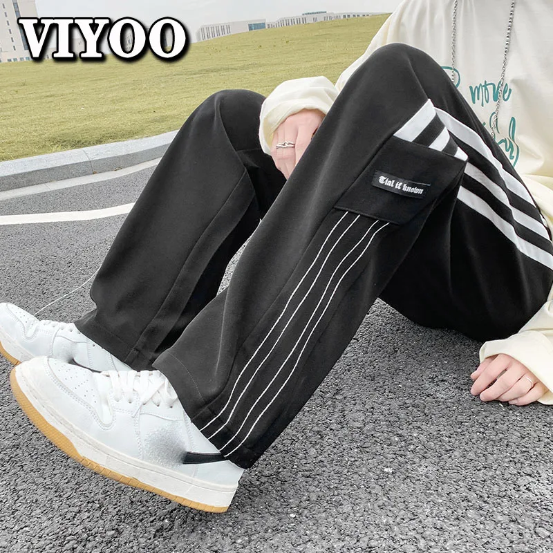 

Брюки мужские повседневные в полоску, модные штаны с широкими штанинами в Корейском стиле, в стиле хип-хоп, Y2K, осень