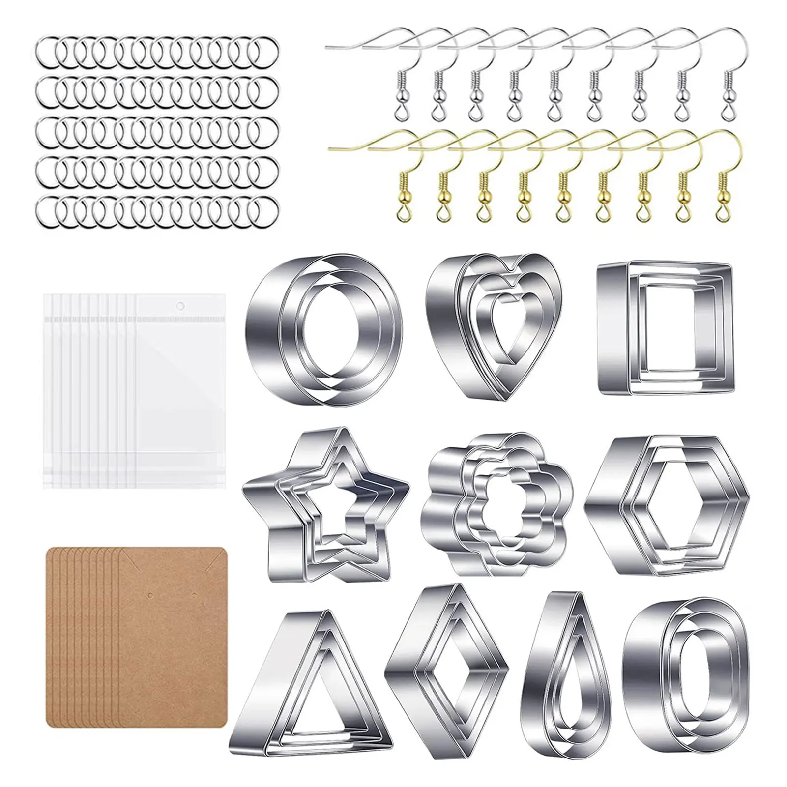 

Глиняные фрезы для ювелирных изделий, резаки для печенья с 10 формами, резаки для глины, сережек, инструменты для глины для сережек, сделай са...