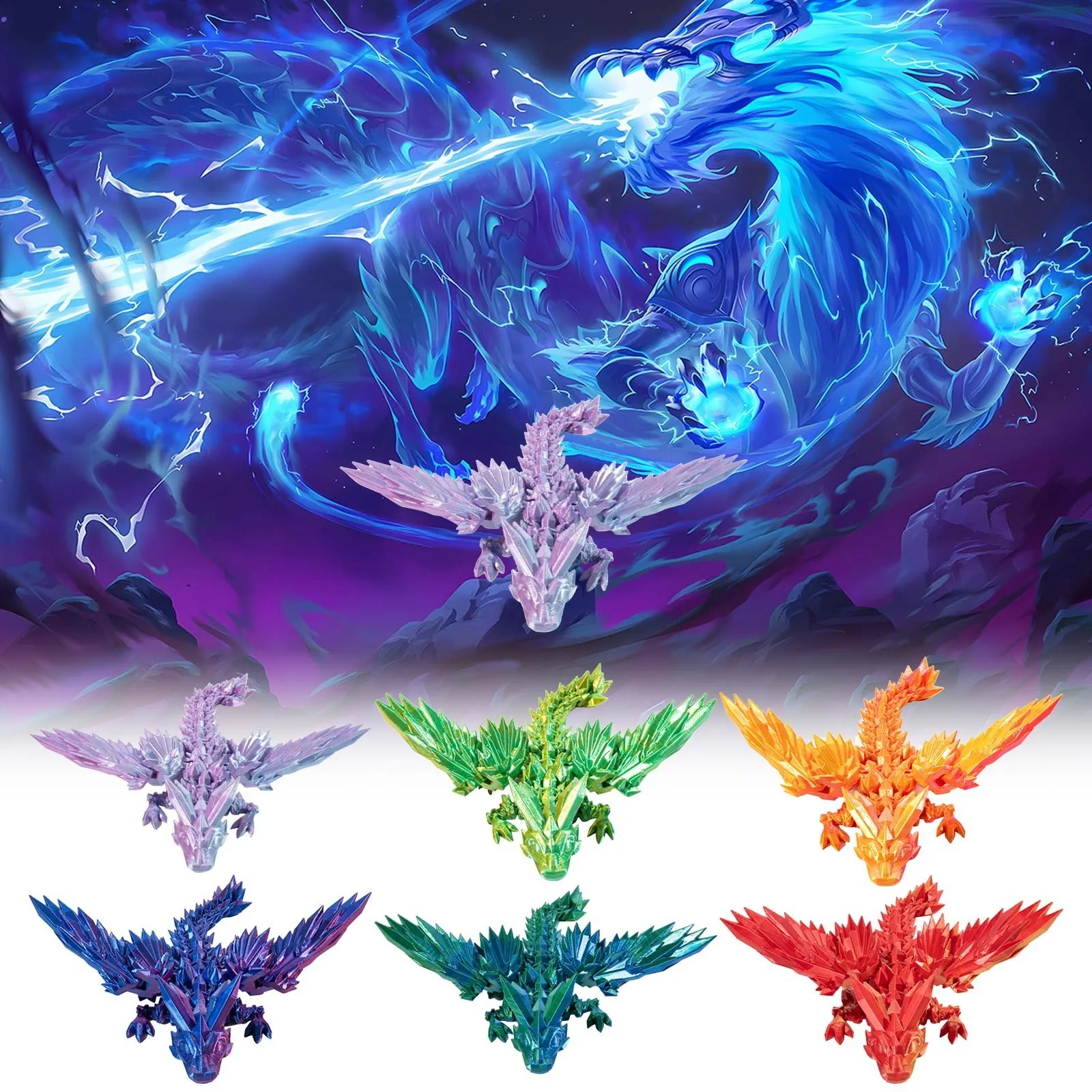 Фигурки дракона и яйца с 3D рисунком драгоценный камень многошарнирный подвижный