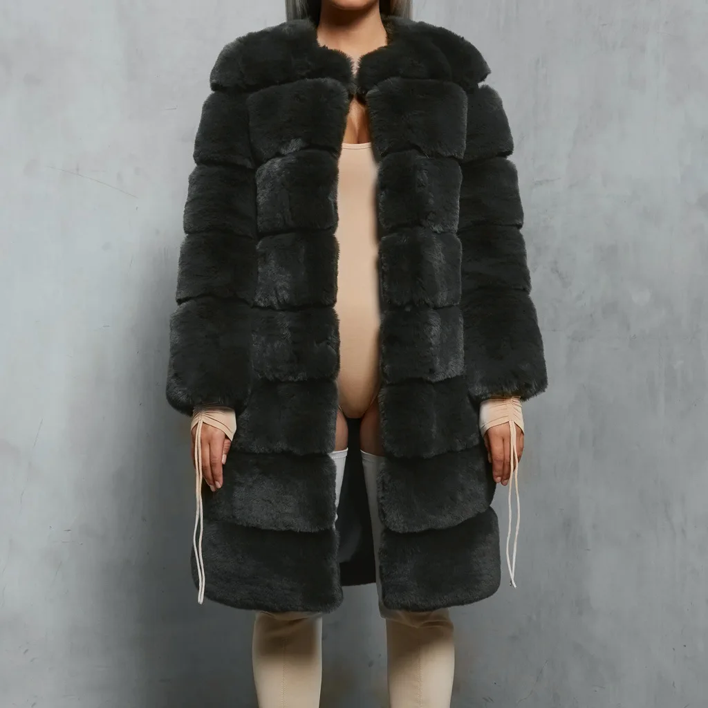 New fur coat, cotton coat, thickened long plush coat, women's coat, windbreaker