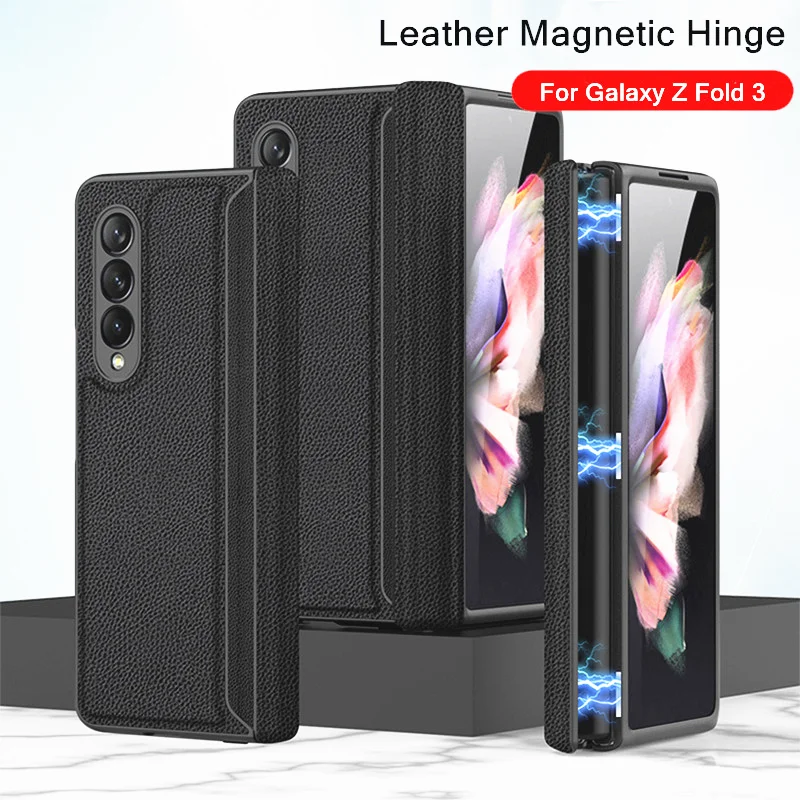 

Простая кожа, магнитный адсорбционный шарнирный чехол для Samsung Galaxy Z, складной 3 Чехол, жесткая пластиковая рамка, противоударный чехол для Z ...