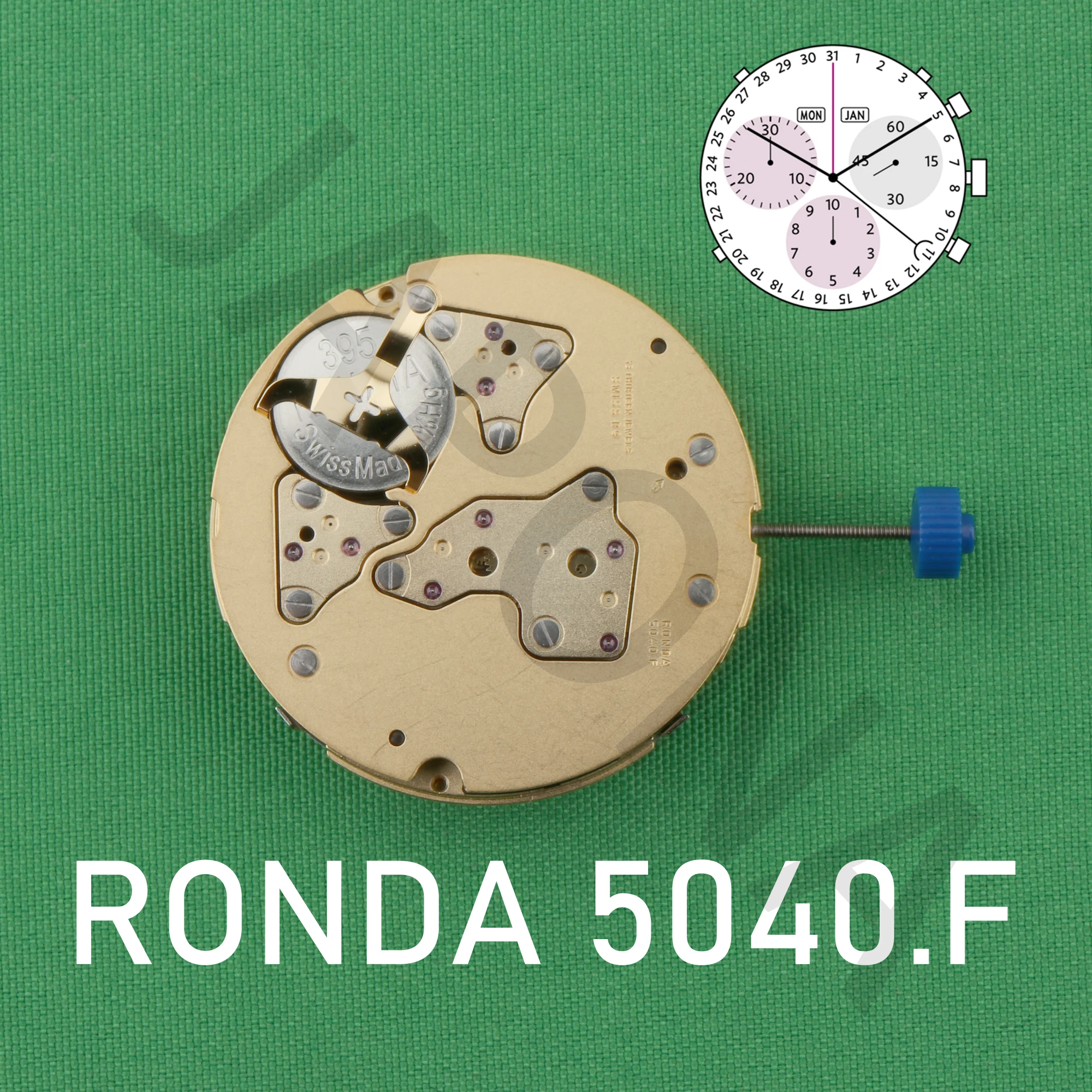 Часы с механизмом Ronda 5040.F движущийся механизм 5040 хронограф MOVMENET индикатор дня