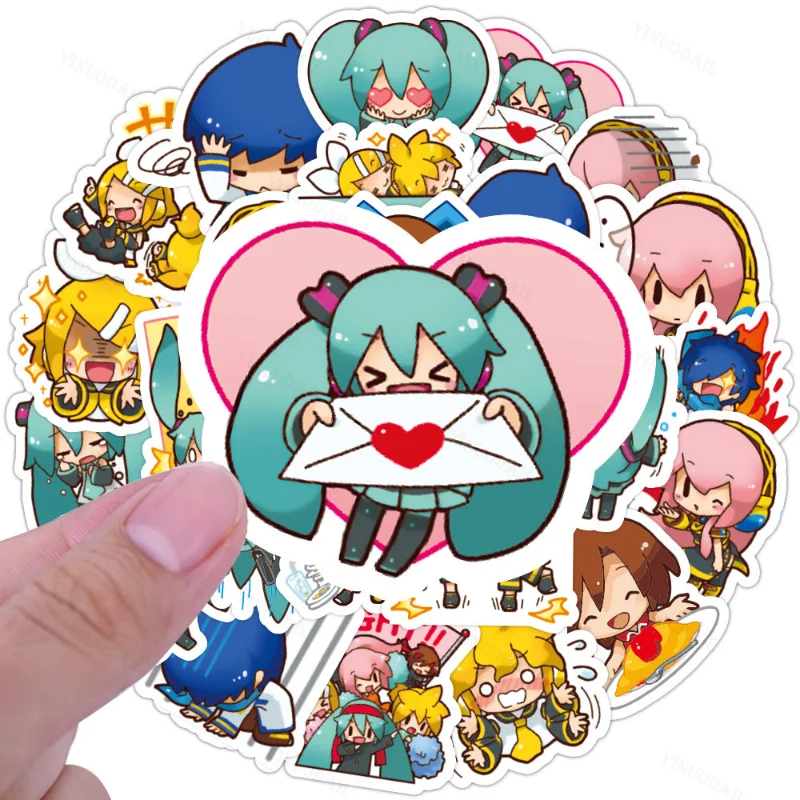 

200pcs Hatsune Miku Cute Sticker Pack Suitcase Skateboard Hand Account Sticker Anime Stickers Laptop Skin Toys for Girls