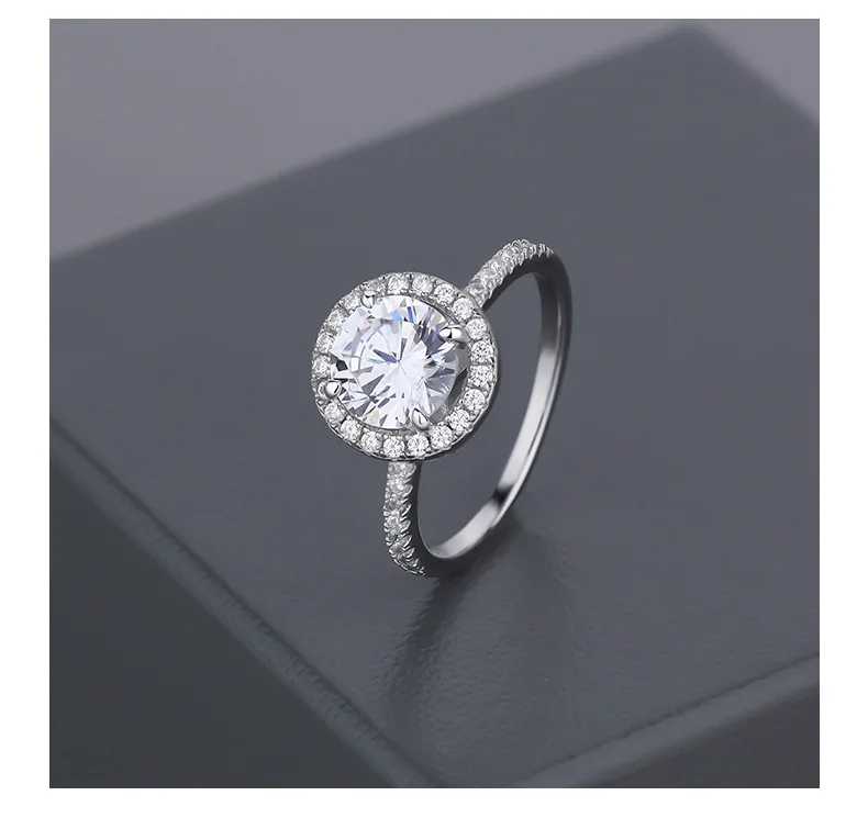 Фото Кольцо с бриллиантом Solitaire Lab, 100% настоящее серебро 925 пробы, вечерние обручальные кольца для женщин и мужчин, обручальные украшения №2