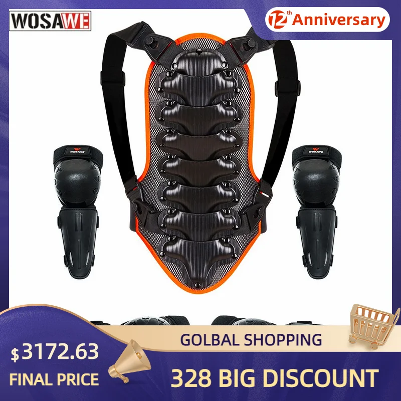 

WOSAWE Kids Armor Bike Protective Gears Set Spine Chest Armor Jacket Protection Children's Equipment Motocross Skateboard