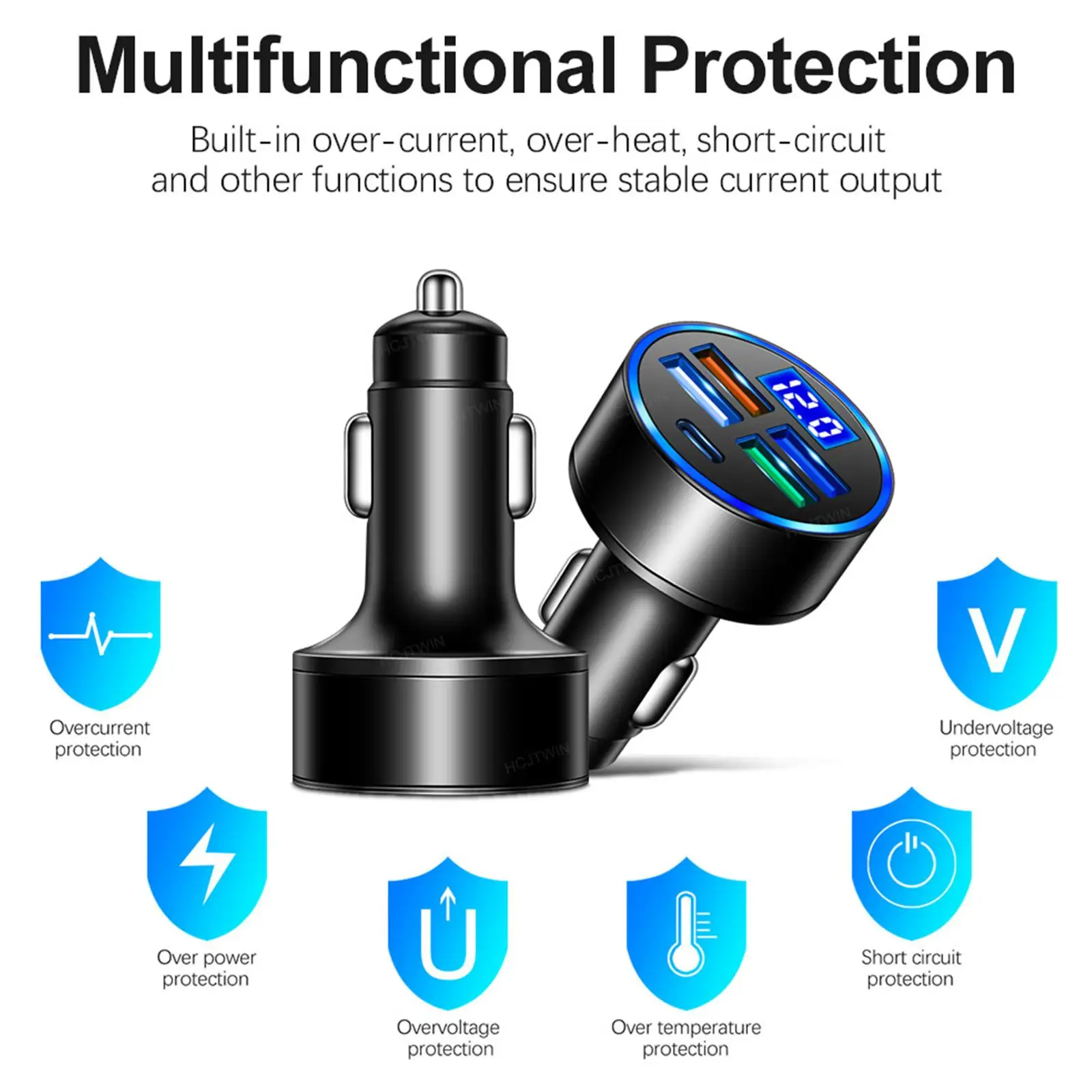 4USB+1PD Автомобильное зарядное устройство USB быстрая зарядка QC3.0 Type C PD Зарядка для IPhone 13 Samsung Macbook Pro Laptop on.