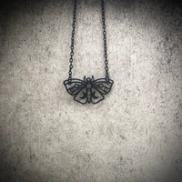 new gothic retro silver moon pattern butterfly pendant necklace creative handmade design ladies necklace gift