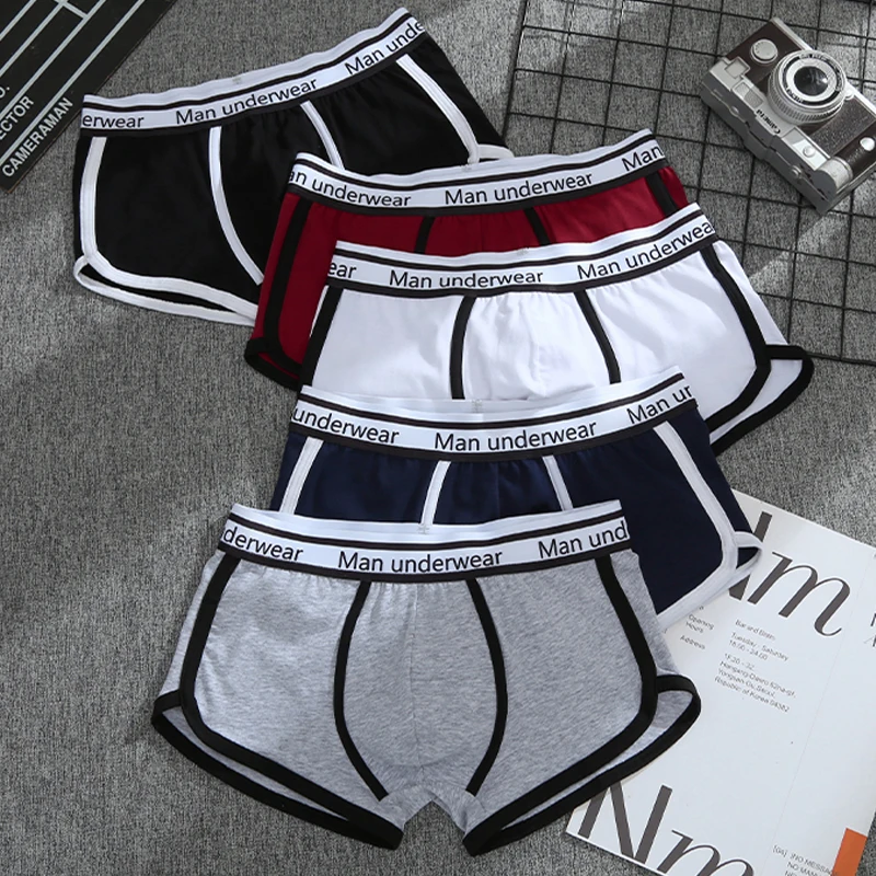 

Men Underwear Boxers Cotton Man Panties Breathable Solid Boxershorts Male Mid Waist Underpants Trend Man Shorts Homme