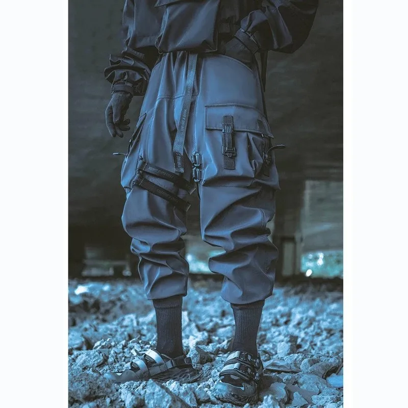 

Брюки-карго мужские с большими карманами, Свободные повседневные тактические штаны для бега и работы, в стиле хип-хоп, с эластичным поясом, н...