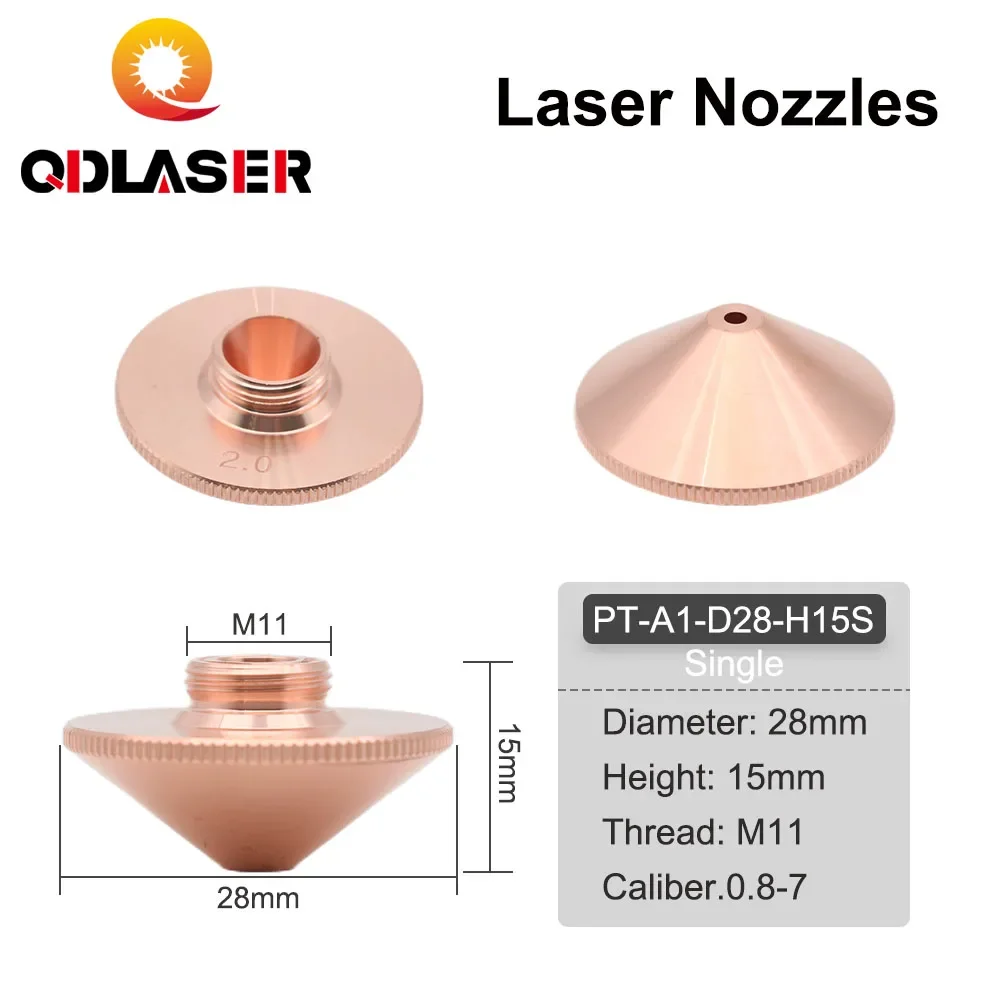 Лазерное одинарное/двойное сопло QDLASER диаметр 28 мм высота 15 калибр 0 8–6 для Precitec WSX