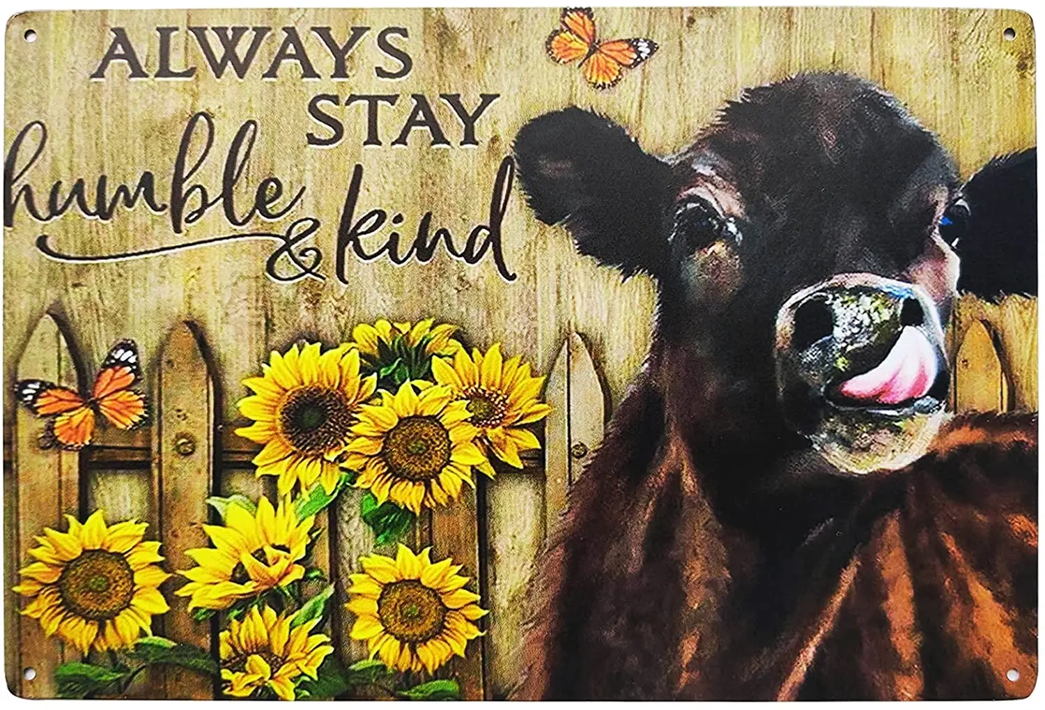 

Всегда оставайся скромным и добрый винтажный жестяной знак в виде подсолнуха