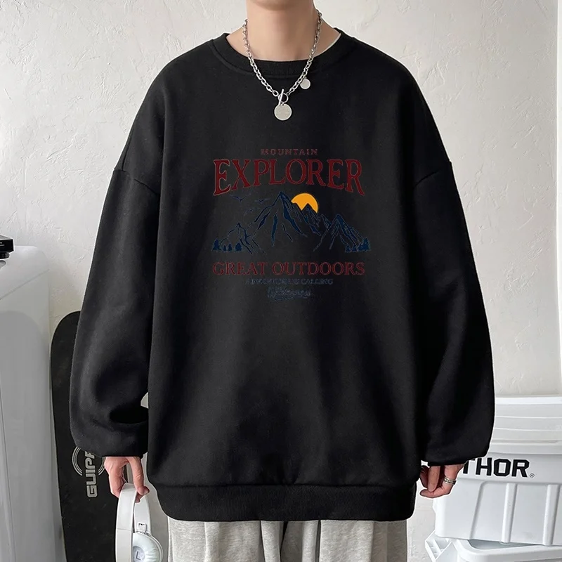 Осенняя новинка свитшот свободного покроя для фитнеса мужская повседневная