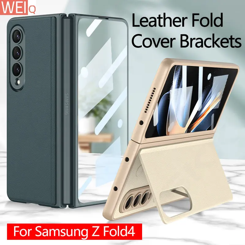 

Чехол для Galaxy Z Fold 4, Роскошный кожаный флип-держатель, Жесткий для Samsung Galaxy Z Fold4, в комплект входит рамка из закаленного стекла Ca ZFOLD4