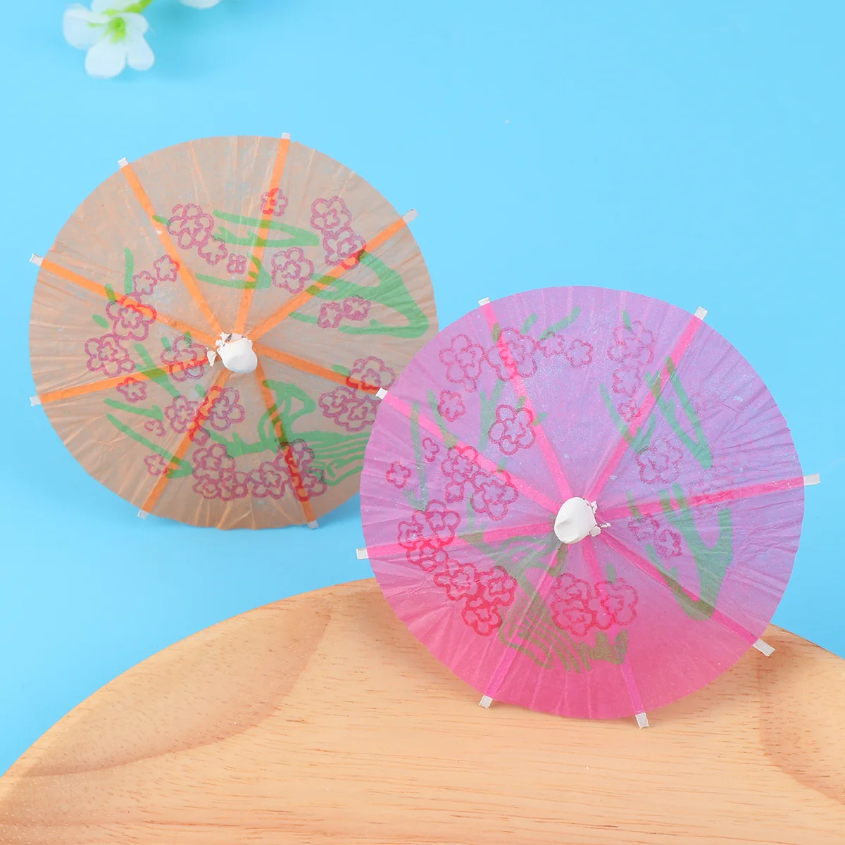 

50pcs Parasol Umbrellas Paper Parasol Picks for Hawaiian Party Pool Party (Mixed Color)