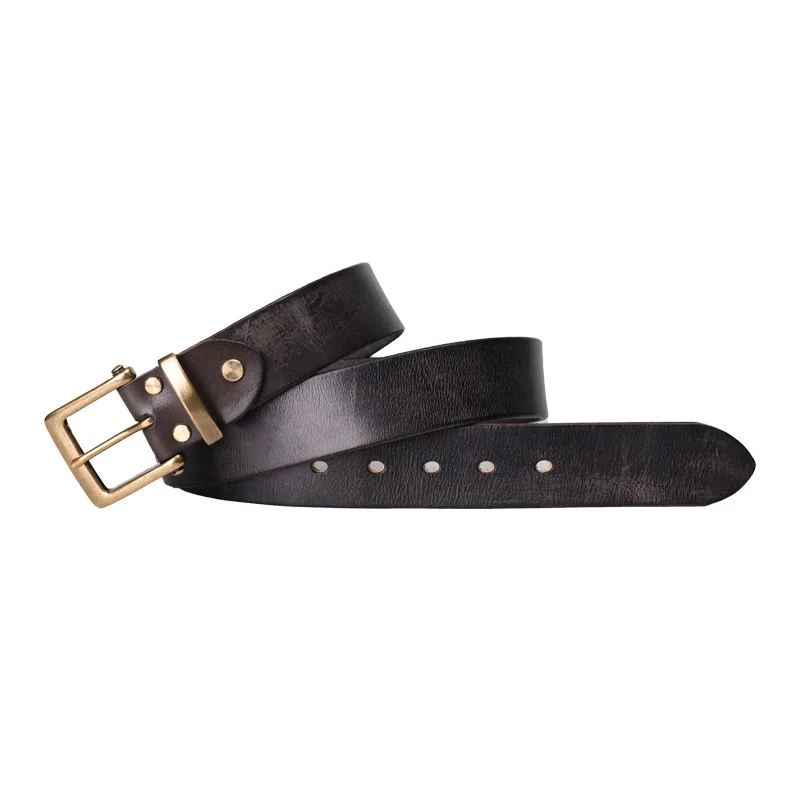 SIZOC  B22423  Men Luxury Belt Real First Layer Top Full Grain  Genuine Leather Pin Buckle Leatehr Belts